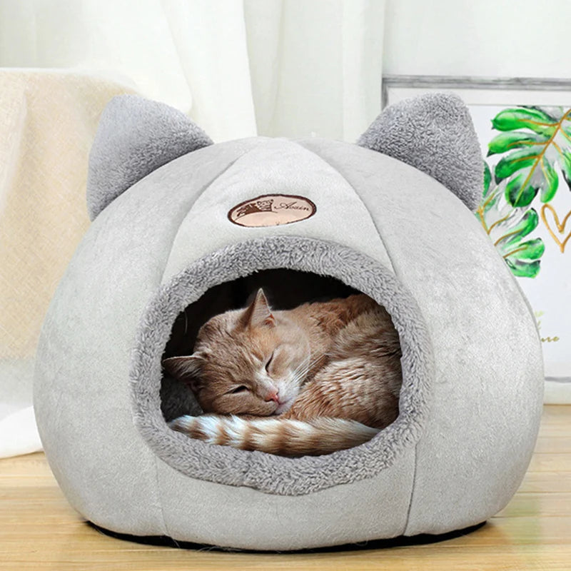 Cozy Semi Enclosed Cat Bed Tent Deep Sleep Nest for Pets