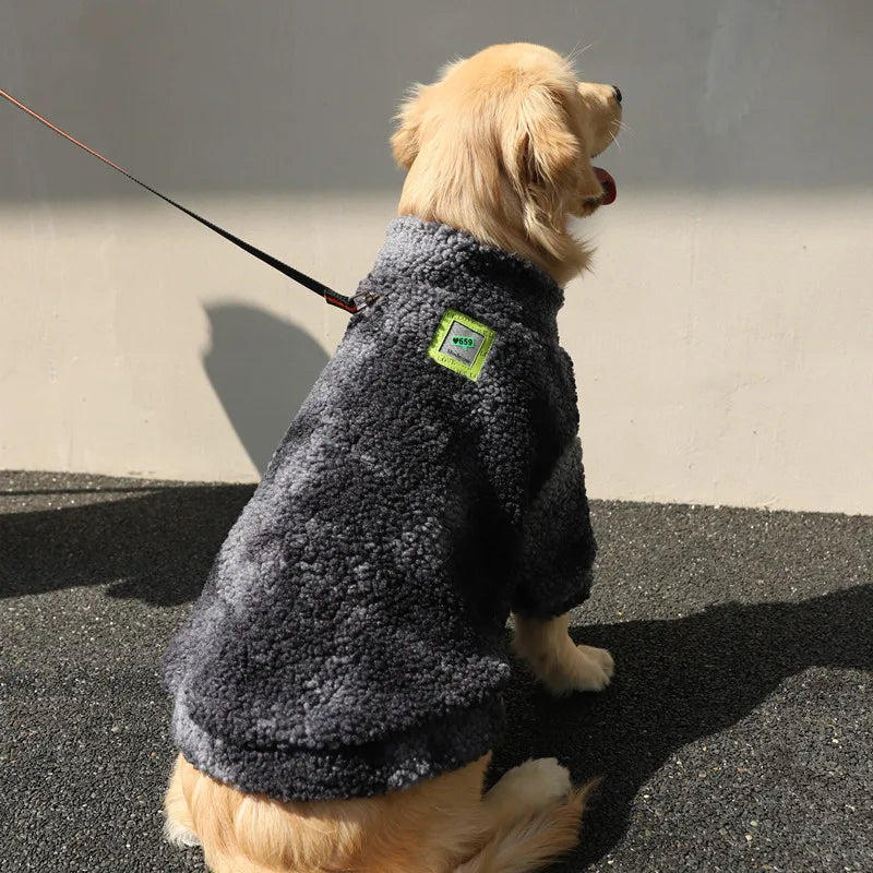 HOOPET Winter Lamb Wool Dog Jacket Windproof Coat for Large Dogs