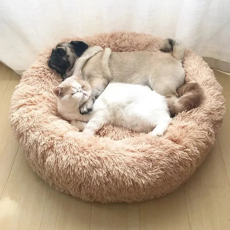 Super Soft Plush Donut Pet Bed Washable Calming Cat Dog Bed