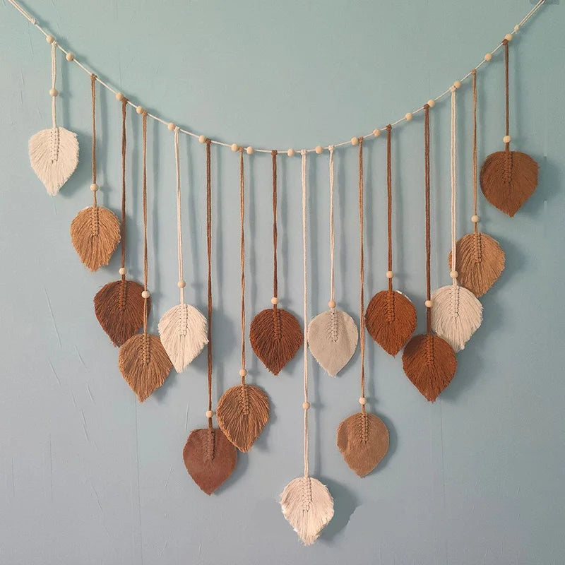 Bohemian Macrame Leaf Wall Art Hanging Tapestry