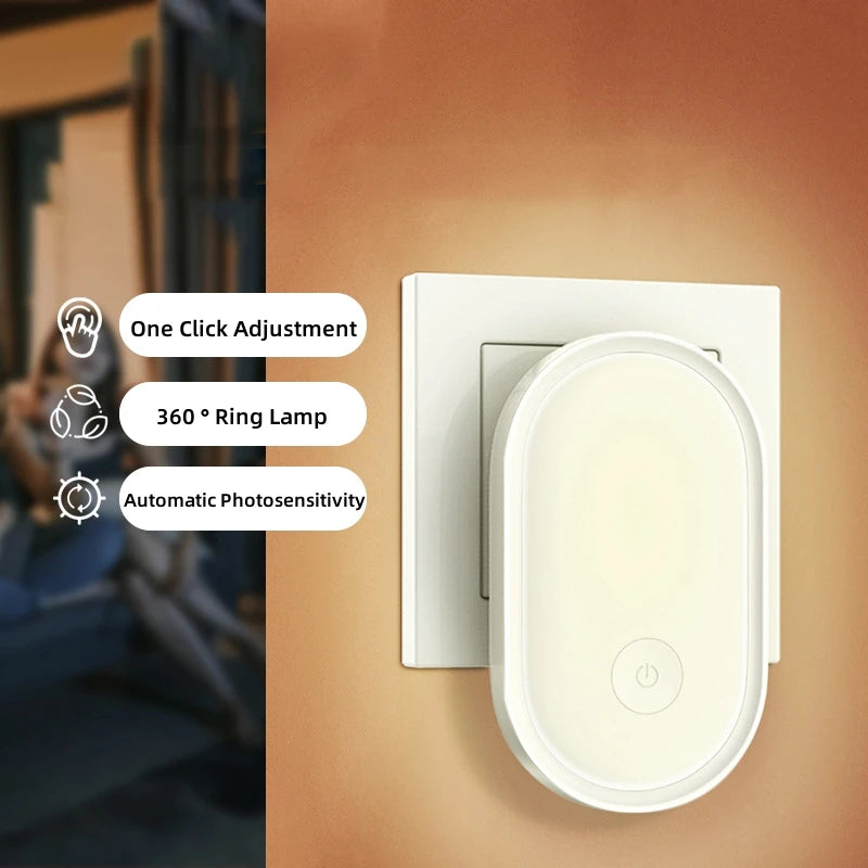 LED Plug In Night Light Light Sensor Wall Lamp for Bedroom Home Decor