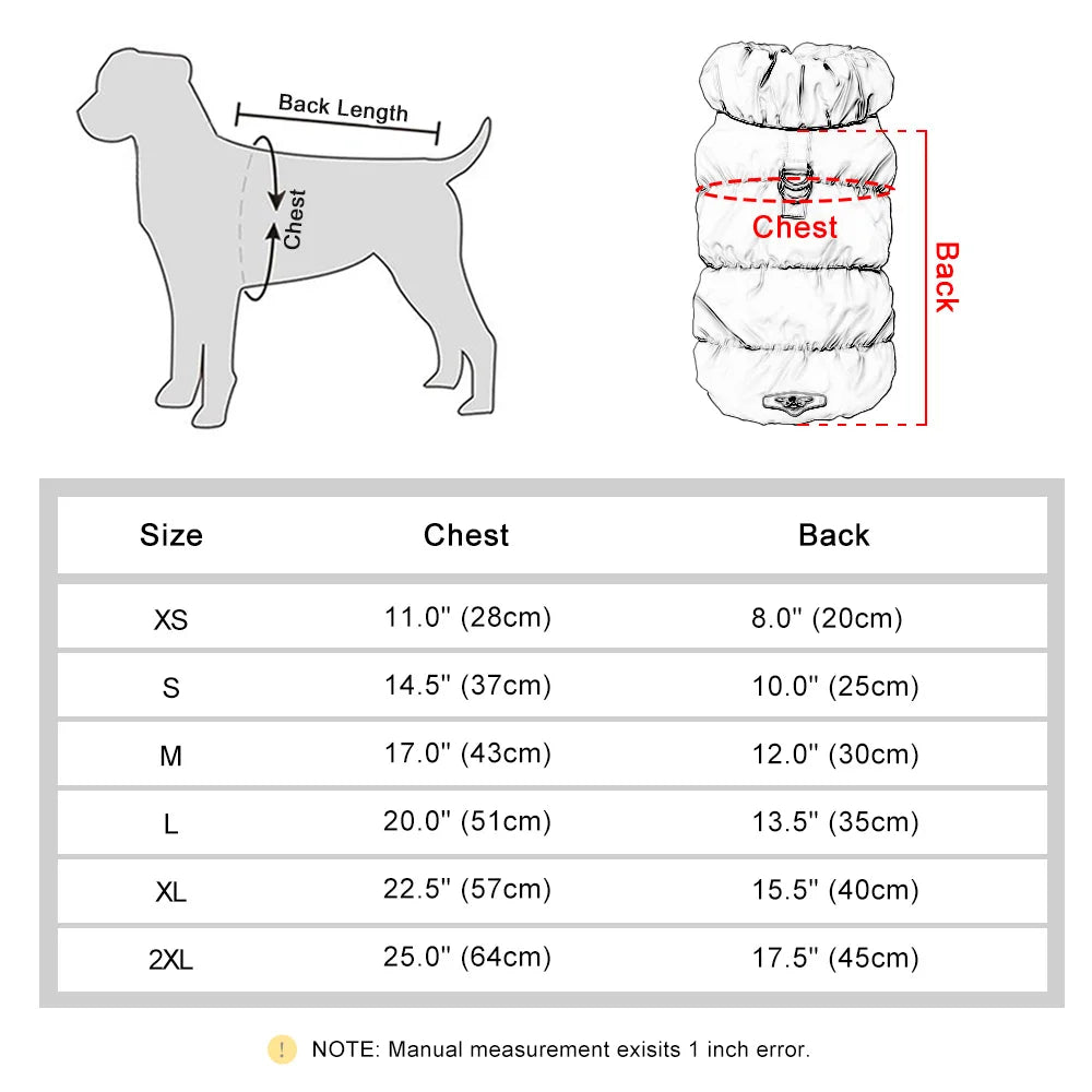 Warm Padded Dog Winter Coat Jacket for Small and Medium Dogs
