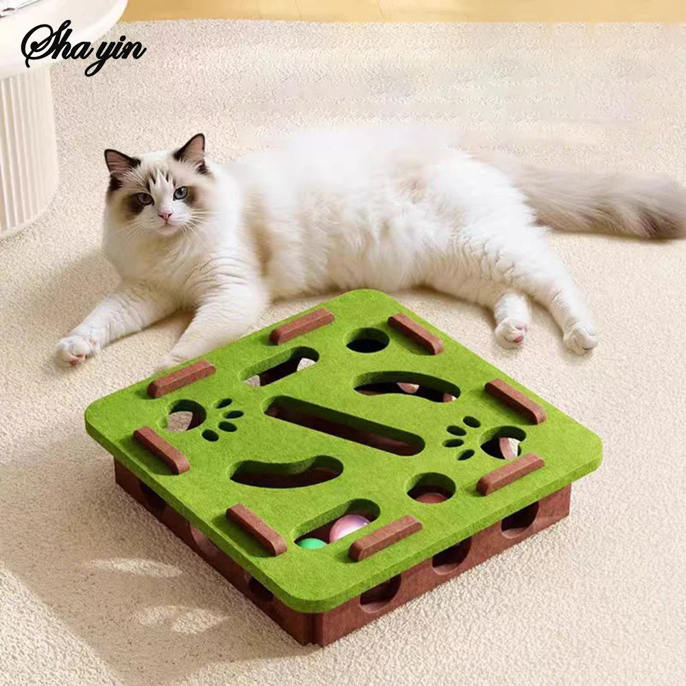 Interactive Cat Puzzle Maze Toy Felt Box Digging Game