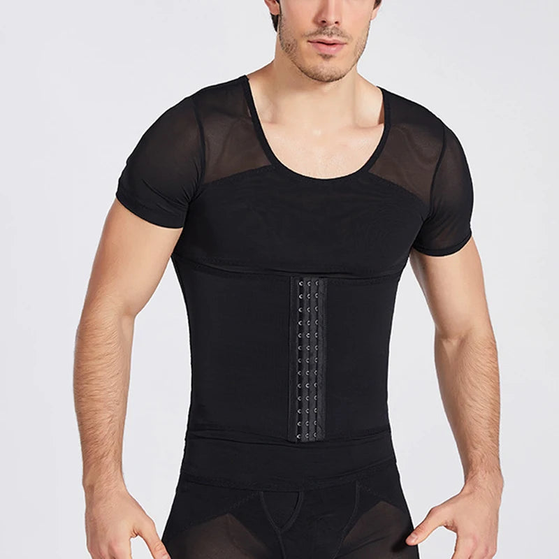 Mens Tummy Control Shapewear T Shirt Waist Trainer Body Shaper