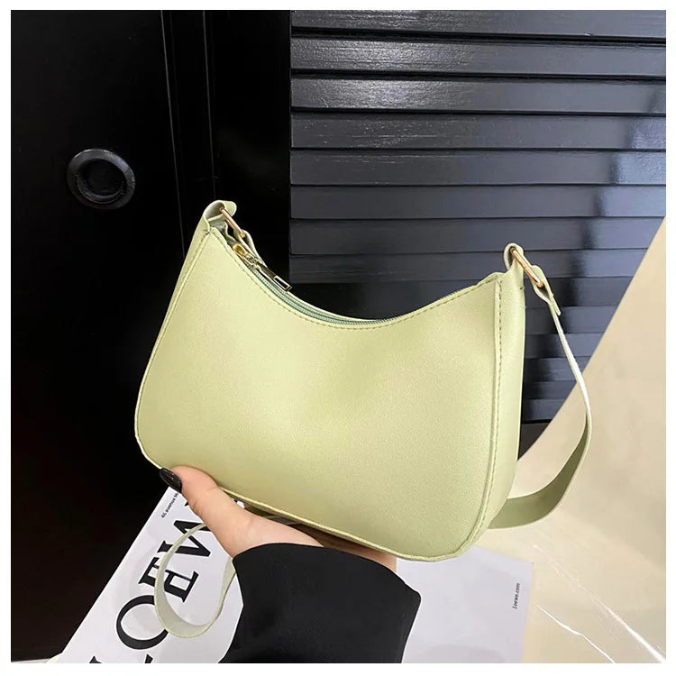 Solid Color Hobo Shoulder Crossbody Handbag