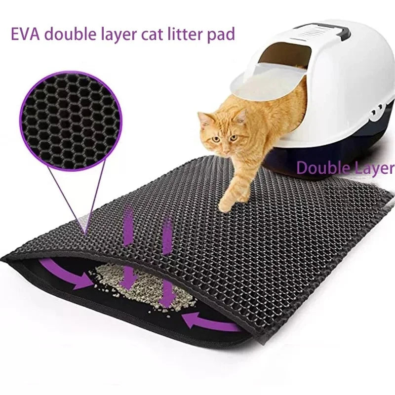 Double Layer Cat Litter Mat Waterproof Non Slip Washable Pad