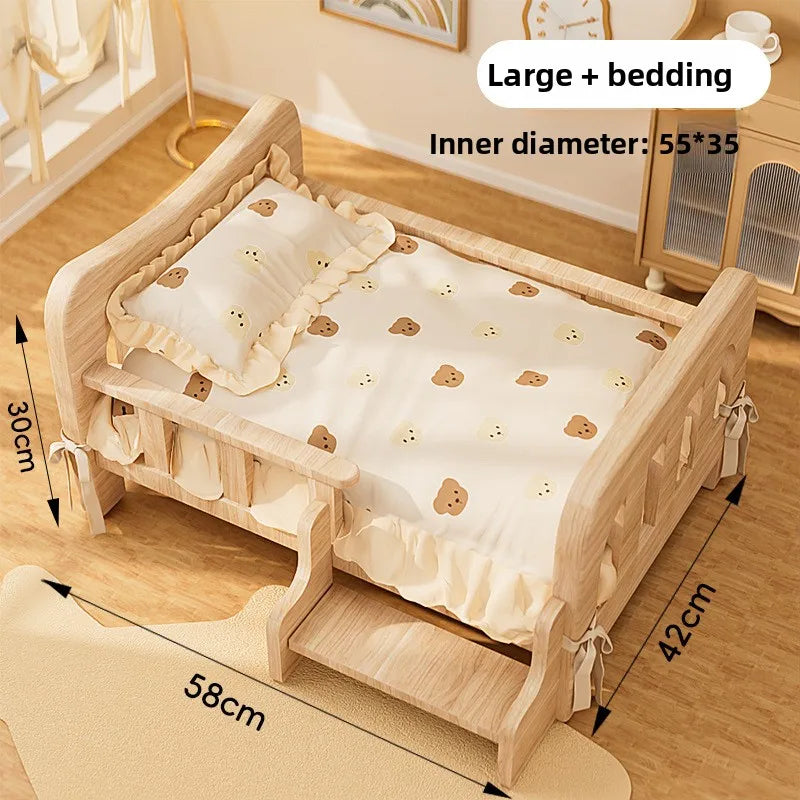 Solid Wood Pet Bed All Season Cat Dog Sleeping Sofa Furniture
