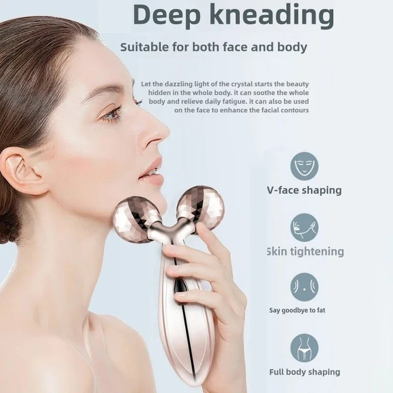 3D Dual Wheel Face Body Massager Roller Lifting Beauty Tool