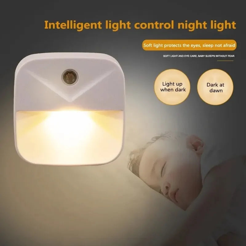LED Smart Sensor Night Light EU Plug Wall Lamp for Hallway