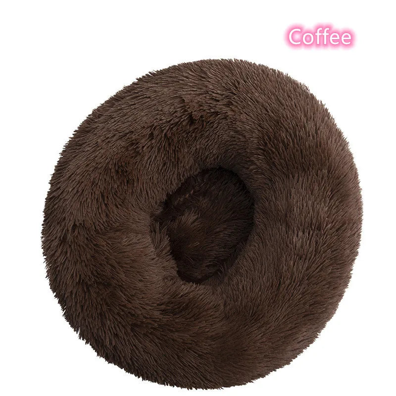 Super Soft Plush Donut Pet Bed Washable Calming Cat Dog Bed