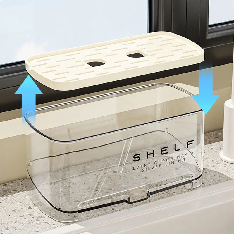 Kitchen Sink Organizer Multifunctional Drain Rack for Sponge Storage