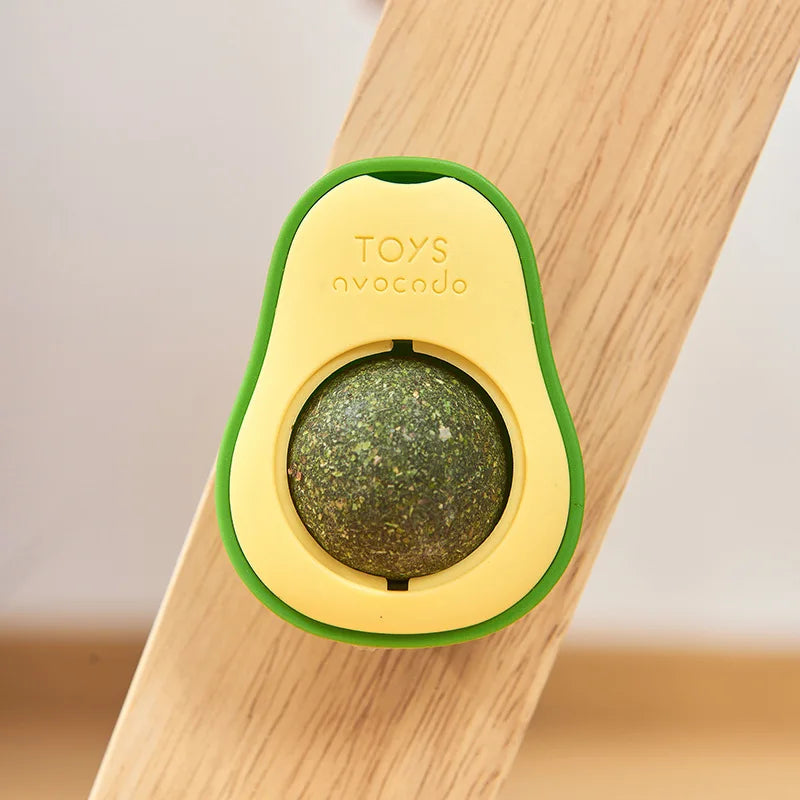Avocado Catnip Ball Toy Rotating Interactive Cat Treat Toy
