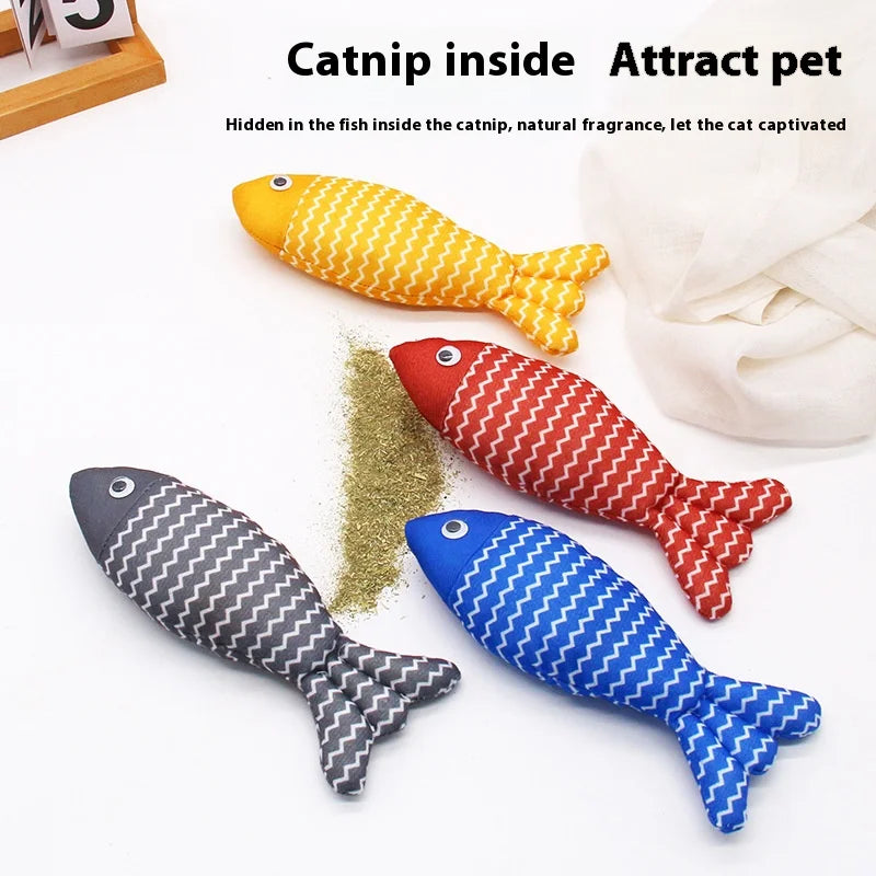Catnip Fish Teaser Toy Interactive Cat Stick Peppermint Cat Toy