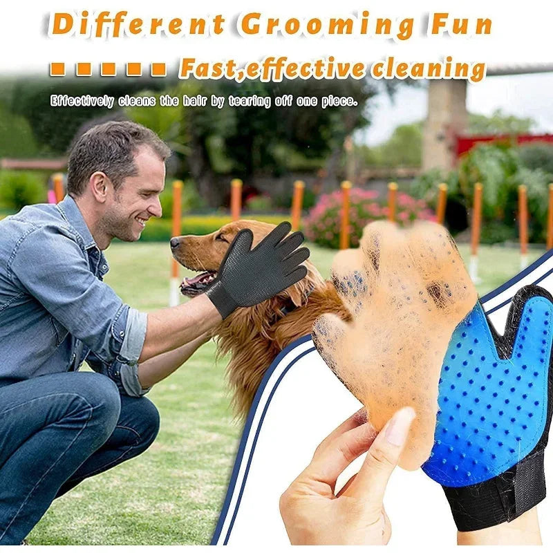 2 Sided Pet Grooming Kit Brush and Bath Glove for Dog Cat Rabbit Fur