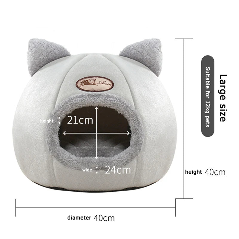 Cozy Semi Enclosed Cat Bed Tent Deep Sleep Nest for Pets