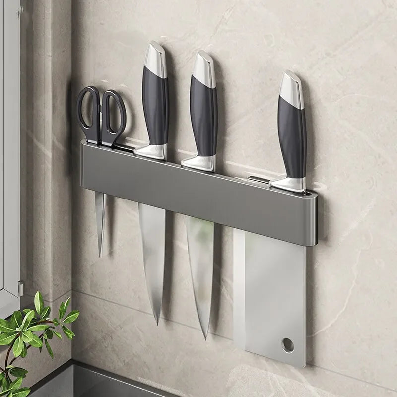 Wall Mounted Kitchen Knife Organizer Multifunctional Storage Rack