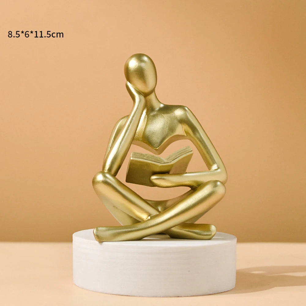 Abstract Thinker Sculpture Resin Figurine Bookshelf Home Decor
