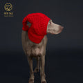 Knitted Pom Pom Dog Hat Cozy Waffle Pattern for Greyhound and Weimaraner