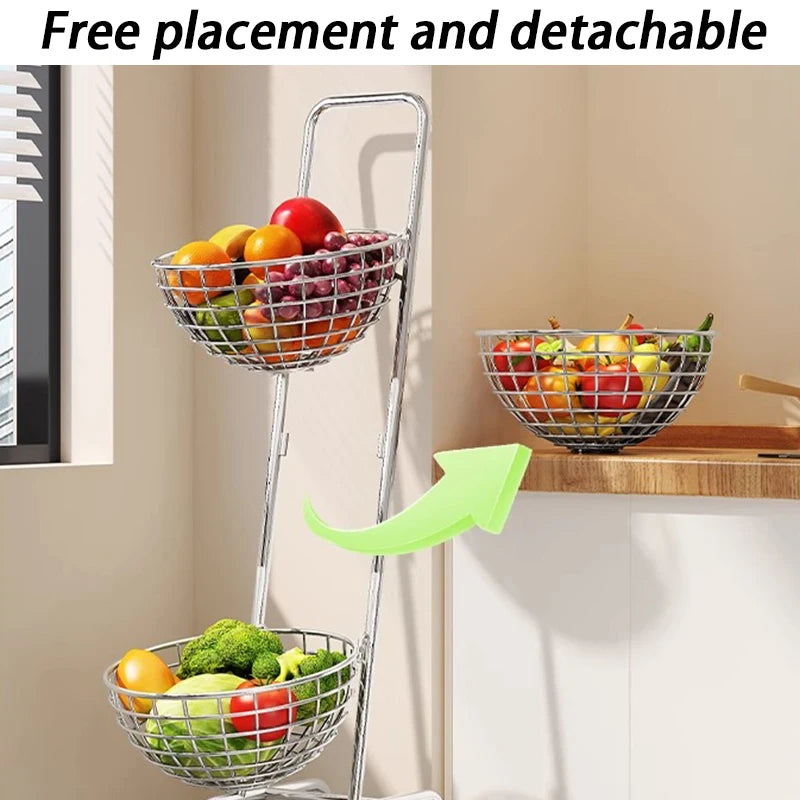 Rolling Kitchen Storage Cart Layered Fruit Vegetable Organizer Rack
