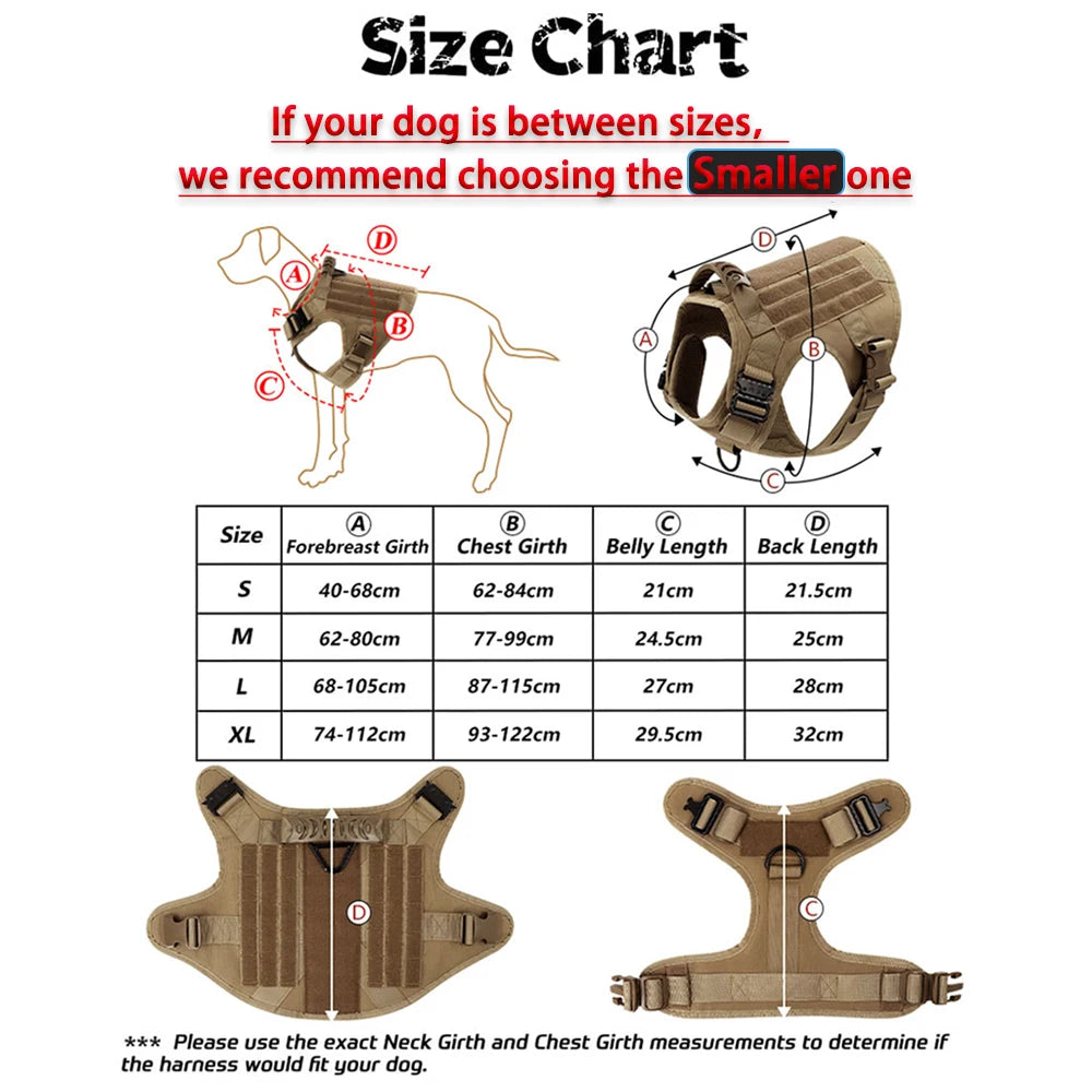 Tactical Military Dog Harness Training Vest for Large Dogs