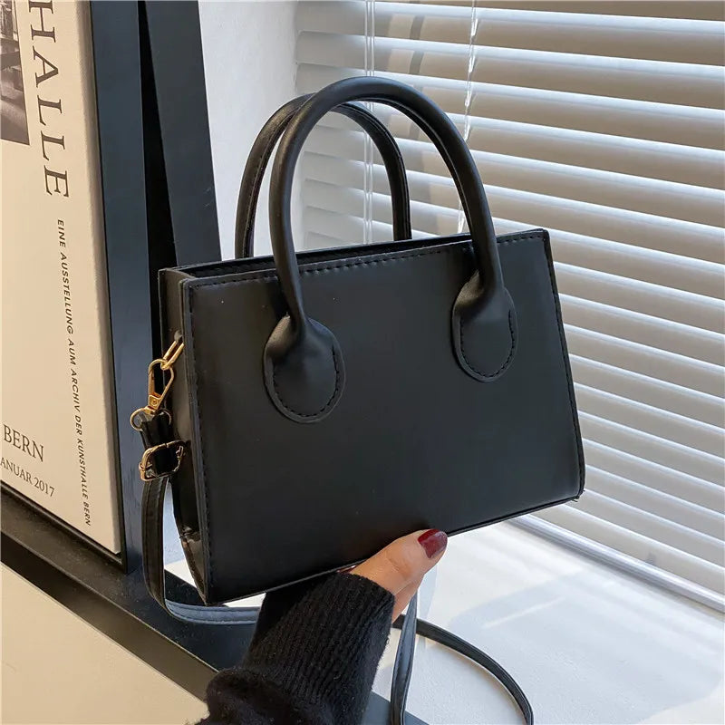 Wide-Strap Crossbody Satchel – Chic Small Square Shoulder Bag