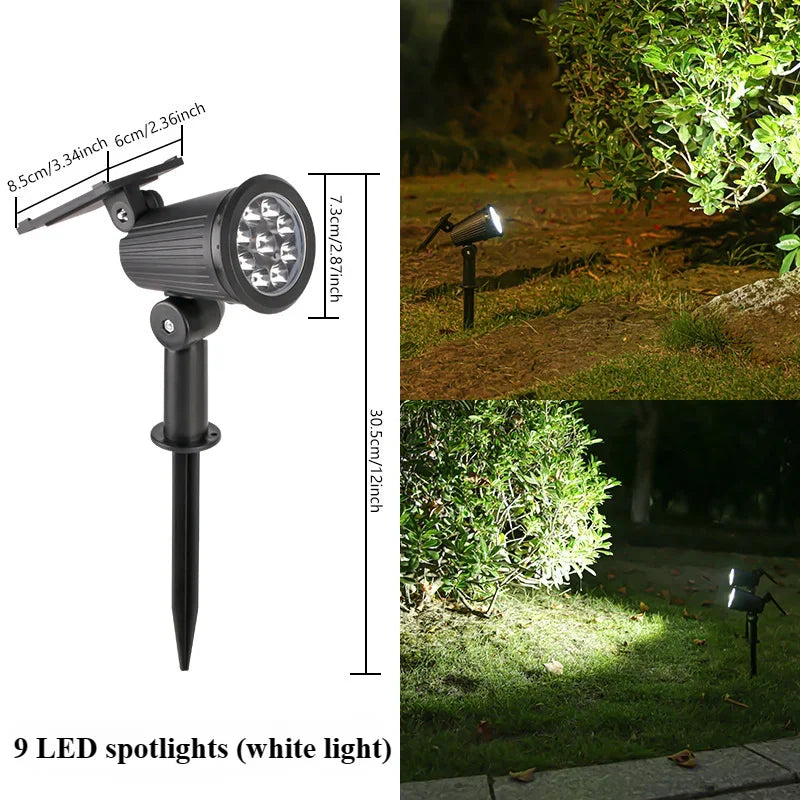 9 LED Solar Spotlight Outdoor Waterproof Adjustable Garden Light