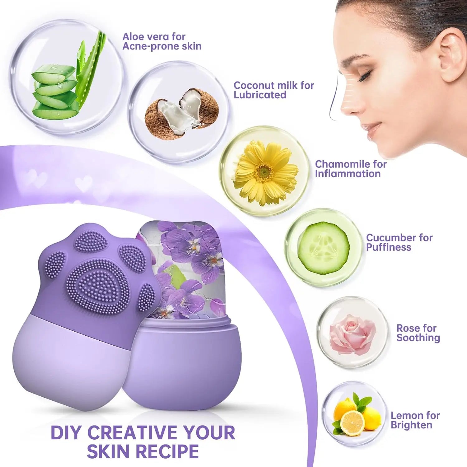 Facial Ice Roller Skin Care Tool Reduce Puffiness Face Massager
