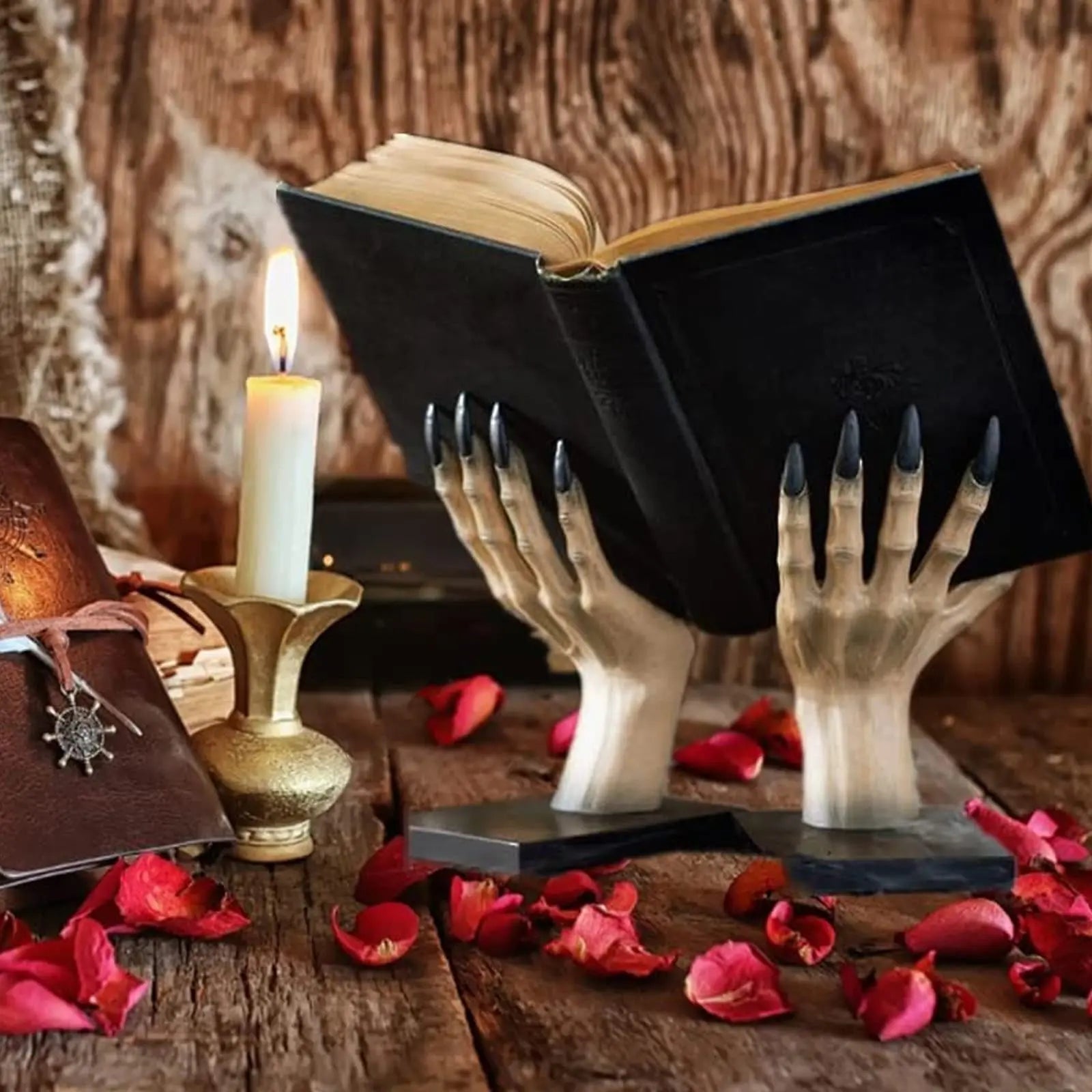 Gothic Halloween Monster Hand Bookends Spooky Shelf Decor