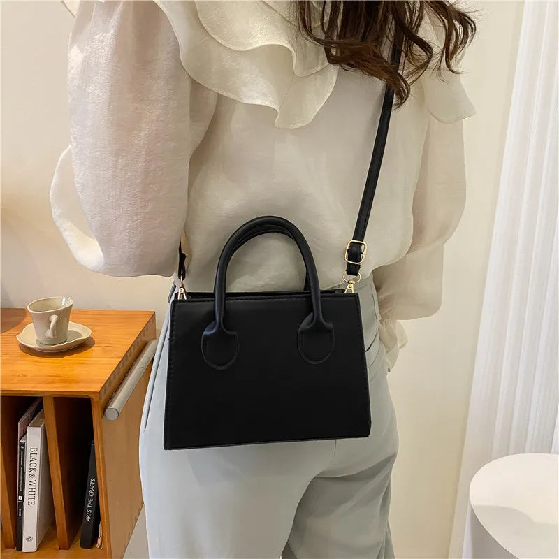 Wide-Strap Crossbody Satchel – Chic Small Square Shoulder Bag