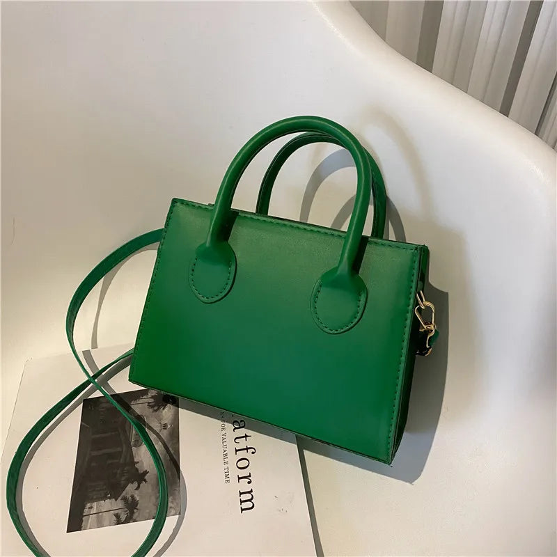 Wide-Strap Crossbody Satchel – Chic Small Square Shoulder Bag
