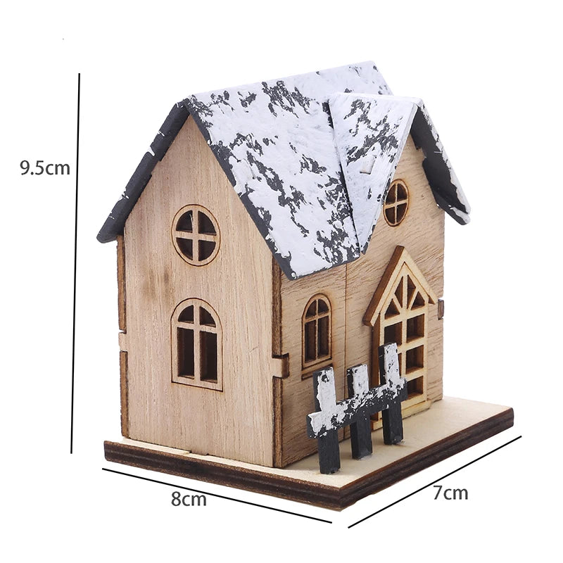 LED Wooden Christmas House Desktop Decoration Holiday Home Decor