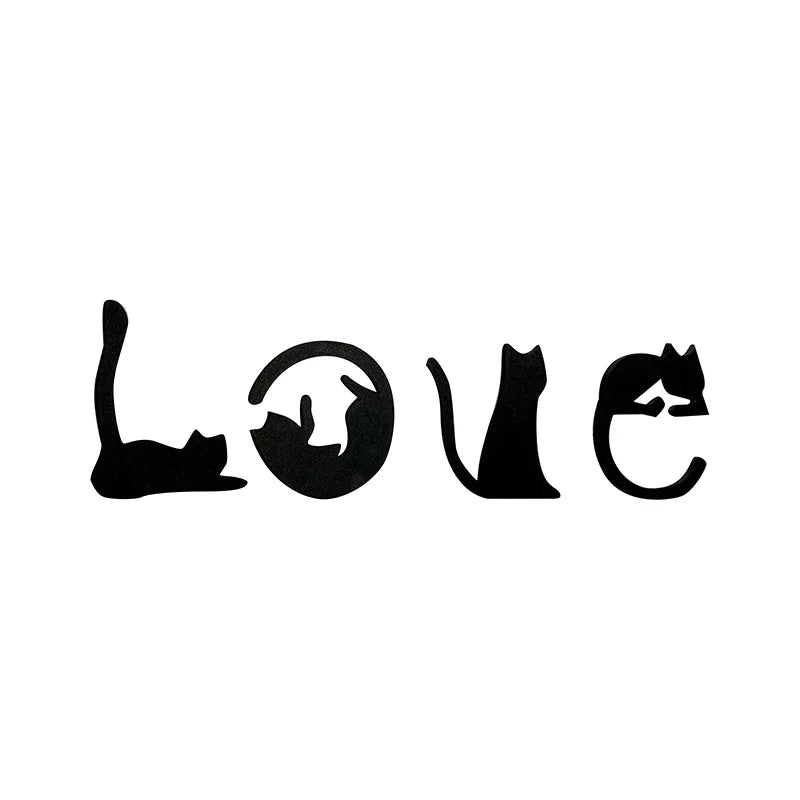 Black Cat Love Themed Wooden Wall Art Home Decor for Cat Lovers
