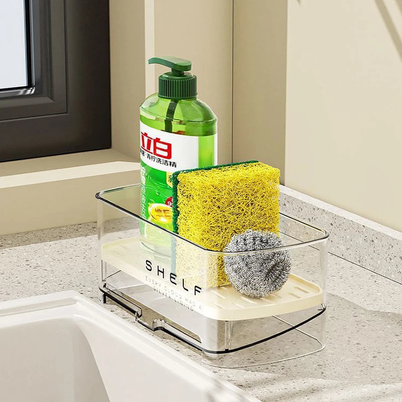 Kitchen Sink Organizer Multifunctional Drain Rack for Sponge Storage