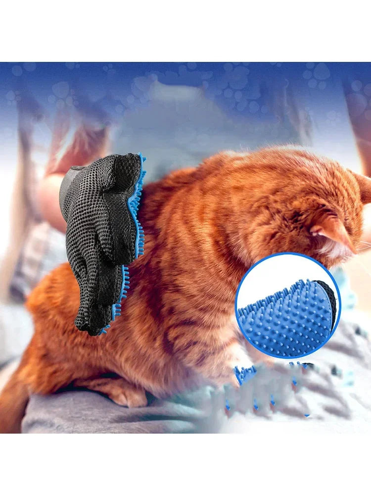 2 Sided Pet Grooming Kit Brush and Bath Glove for Dog Cat Rabbit Fur