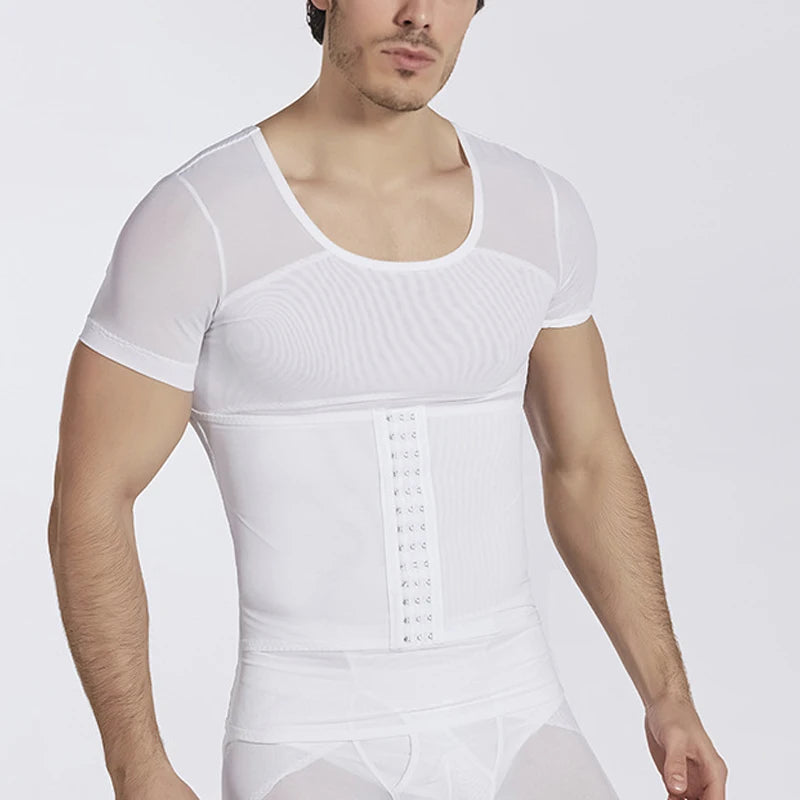 Mens Tummy Control Shapewear T Shirt Waist Trainer Body Shaper