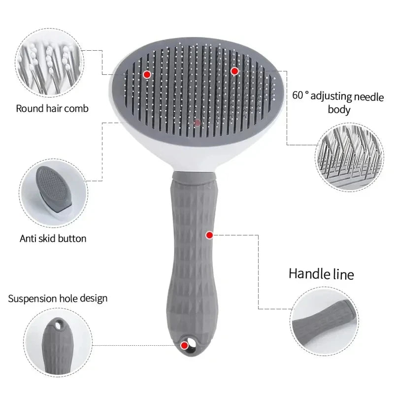 Self Cleaning Pet Grooming Brush Dog Cat Hair Remover Comb