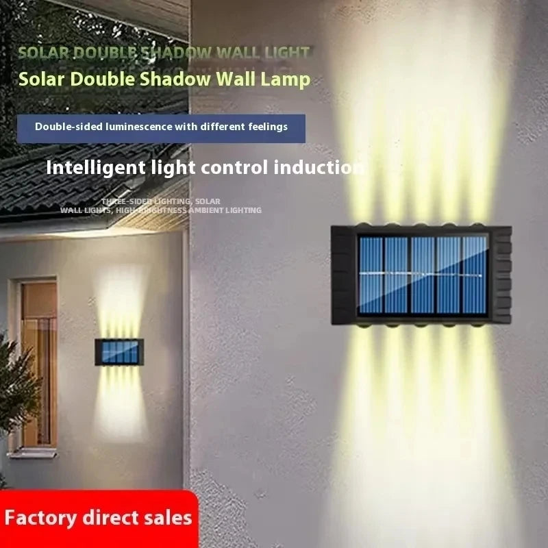 Solar LED Wall Lamp Outdoor Waterproof Garden Up Down Light