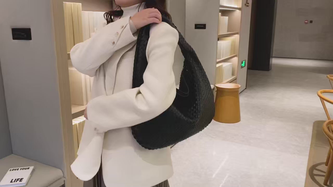 Italian-Inspired Hobo-Style Woven Shoulder Tote Bag
